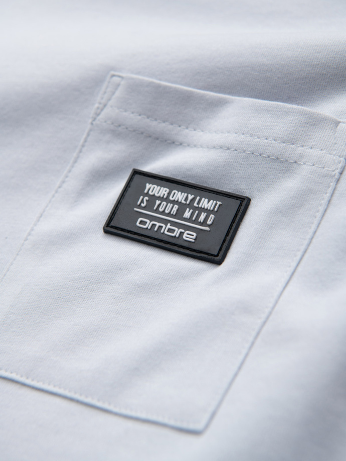 Men's casual t-shirt with pocket patch - blue V9 OM-TSCT-0109