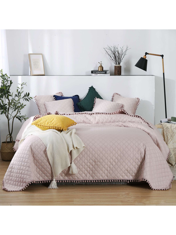 Quilted bedspread Pompoo A735 - pink powder