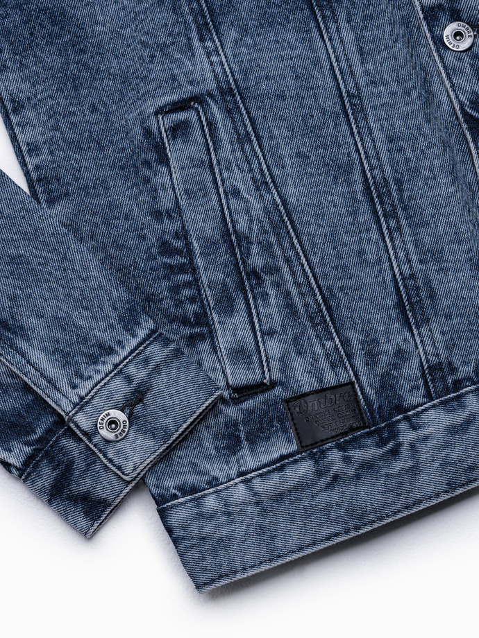 Jeansowa kurtka męska katana z washem – niebieska V4 OM-JADJ-0123