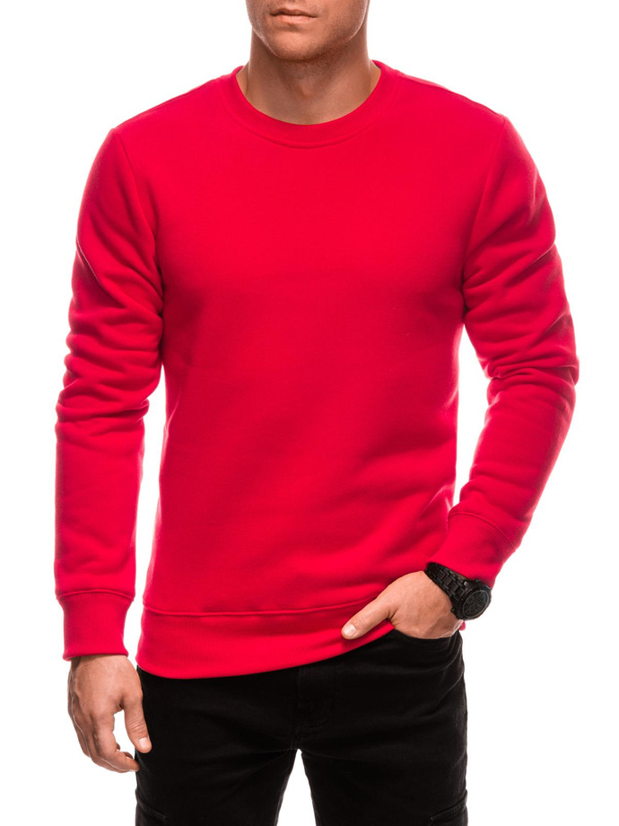 Jednolita dresowa męska bluza round neck BASIC – czerwona V4 EM-SSBN-0100