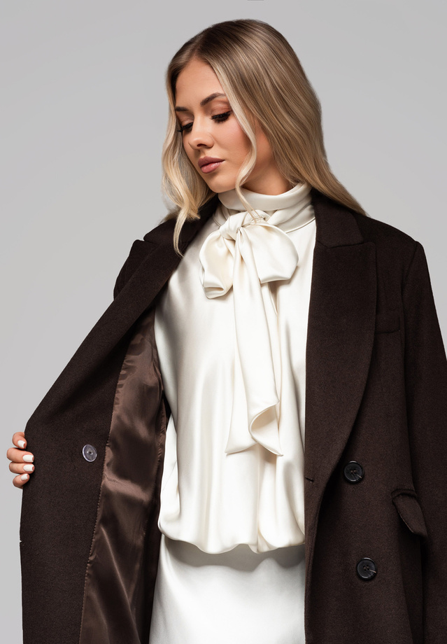 Men's minimalist coat with detachable vest - beige V1 OM-COLC-0139