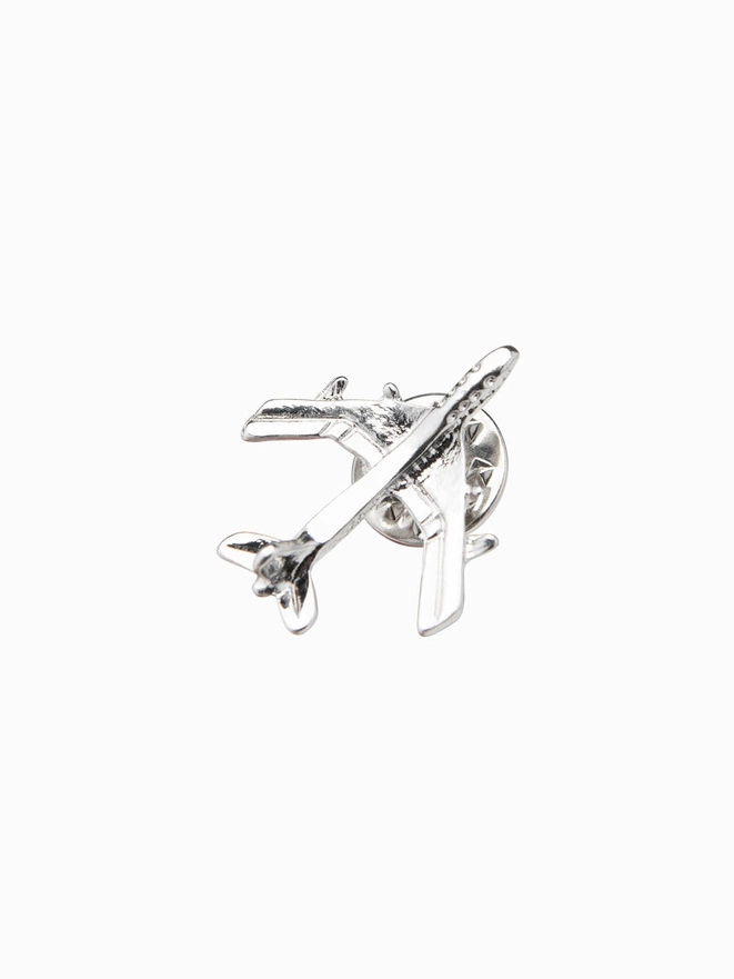 Decorative metal clothes pin airplane - silver V1 OU-ACPN-0106