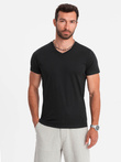 BASIC men's classic cotton T-shirt with a crew neckline - black V1 OM-TSBS-0145