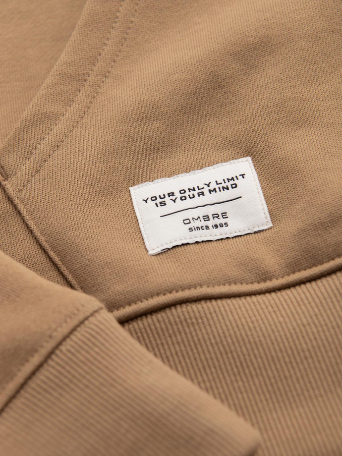 Men's kangaroo hooded sweatshirt - brown V2 OM-SSBN-0177