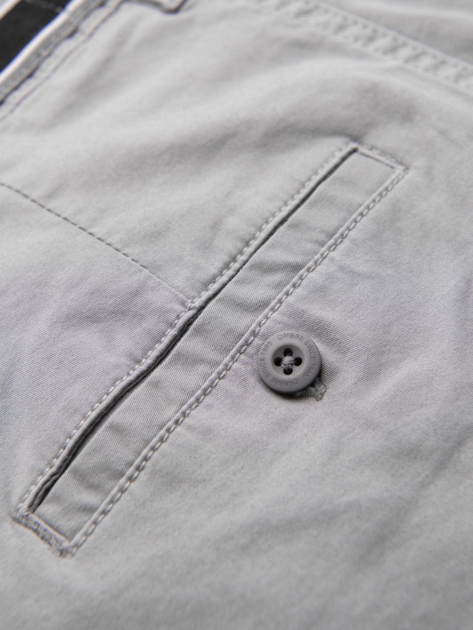 Spodnie męskie chino z ozdobną taśmą w pasie SLIM FIT – szare V6 OM-PACP-0118