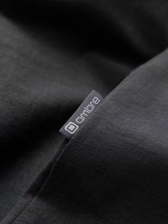 T-shirt meski dwukolorowy z nadrukiem w liście palmy - grafitowy V2 OM-TSPT-0177