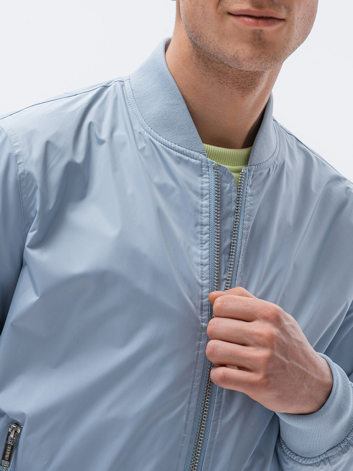 Men's mid-season bomber jacket - light blue C439