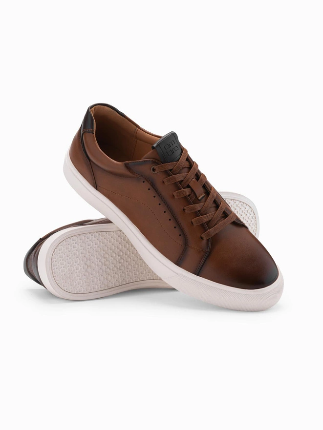 Men's eco leather sneaker shoes - brown V1 OM-FOCS-0179