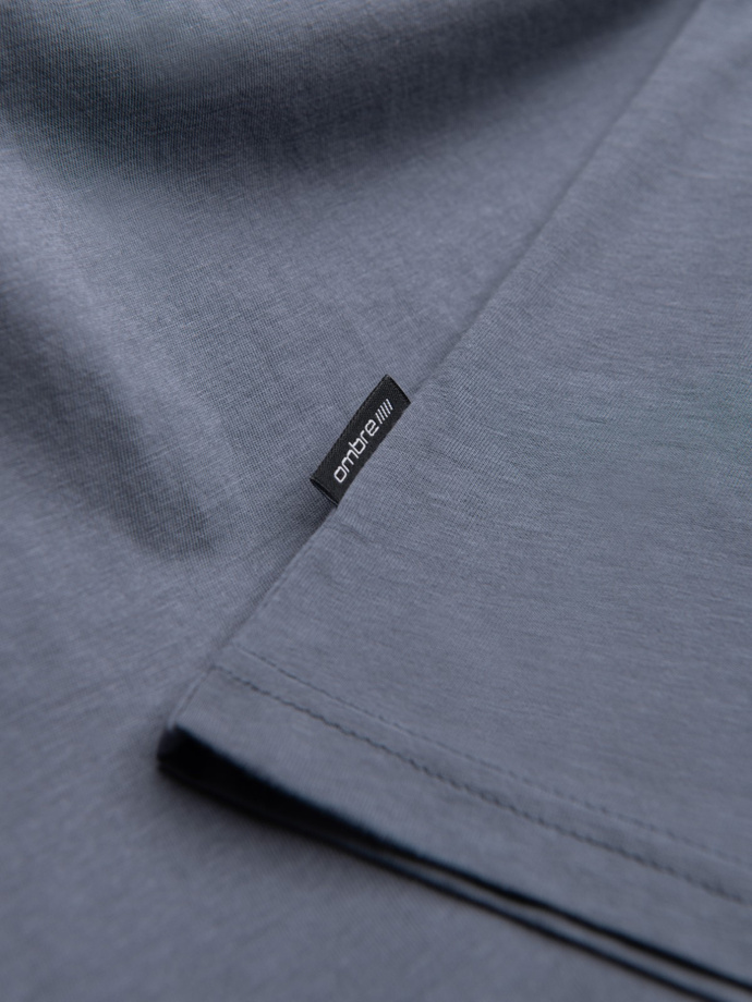 Klasyczny T-shirt męski bawełniany BASIC - jeansowy V5 OM-TSBS-0146