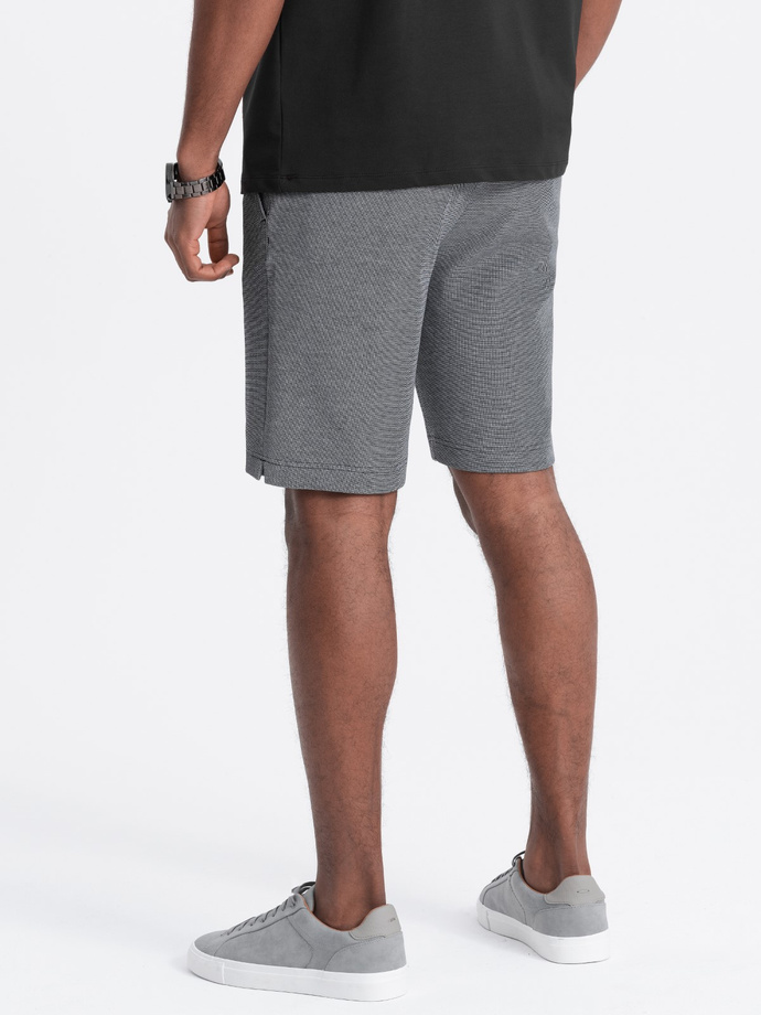 Men's shorts made of two-tone melange knit fabric - black V2 OM-SRCS-0127