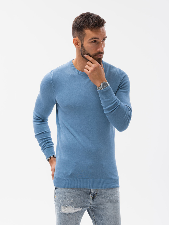 Elegancki sweter męski - błękitny V10 E177