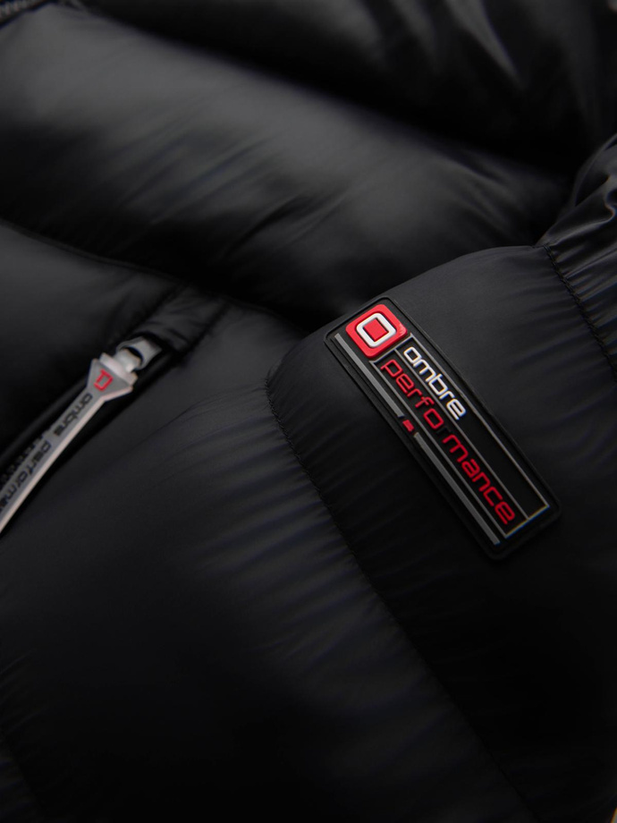 Nowoczesna pikowana kurtka męska z łączonych materiałów – czarna V1 OM-JAHP-0303