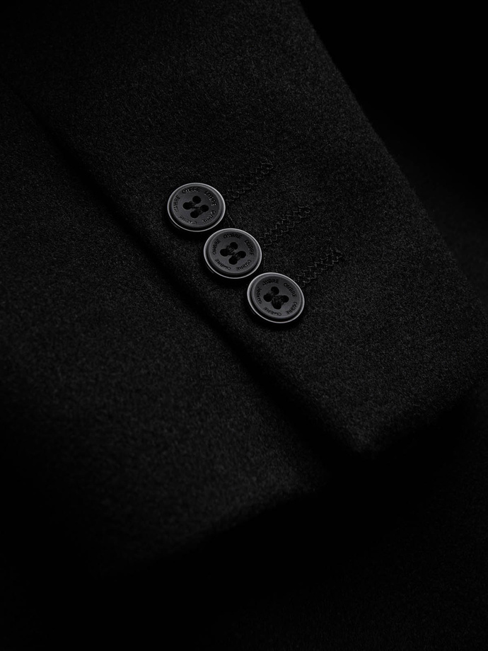Marynarka męska casual z ozdobnymi guzikami na mankietach - czarna V3 OM-BLZB-0118