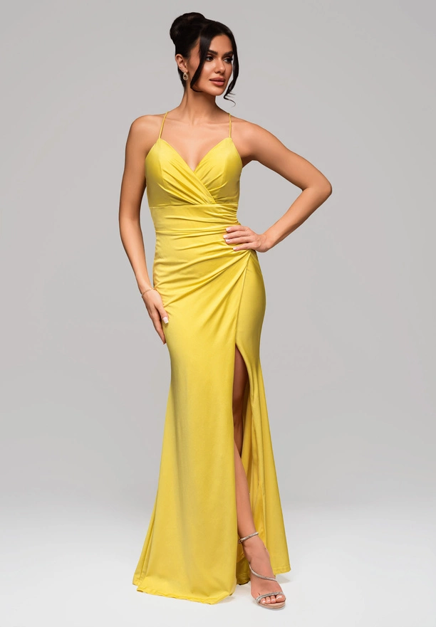 Evening dress LA-OM-DLR155 - yellow