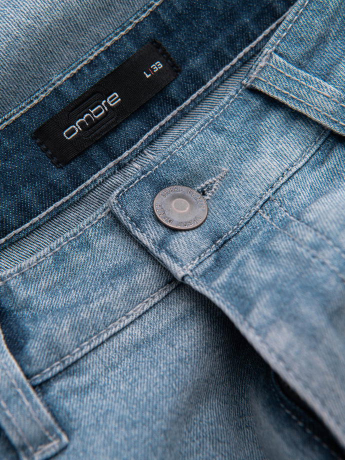 Men's denim short shorts with subtle washes - light blue V1 OM-SRDS-0145