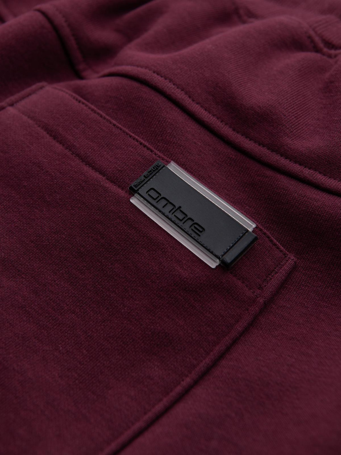 Męskie dresowe spodnie bawełniane joggery BASIC – bordowe V3 OM-PABS-0174