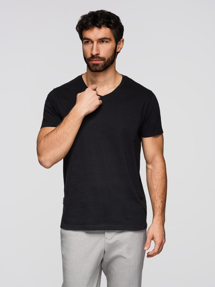 BASIC men's classic cotton T-shirt with a crew neckline - black V1 OM-TSBS-0237