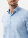 Men's elegant shirt with long sleeves - light blue K463