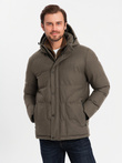 Men's lightweight jacket with hood and mesh lining - olive V4 OM-JAHP-0203