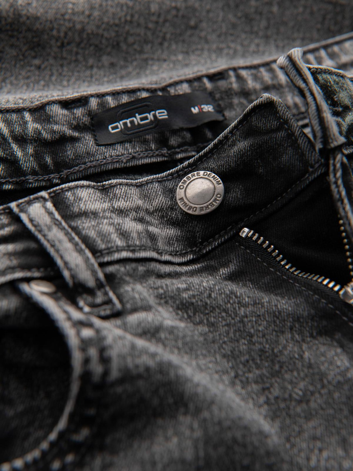 Klasyczne męskie przecierane jeansy REGULAR FIT – szare V4 OM-PADP-0217