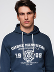 Men's sports hoodie with large print - navy blue V2 B1714
