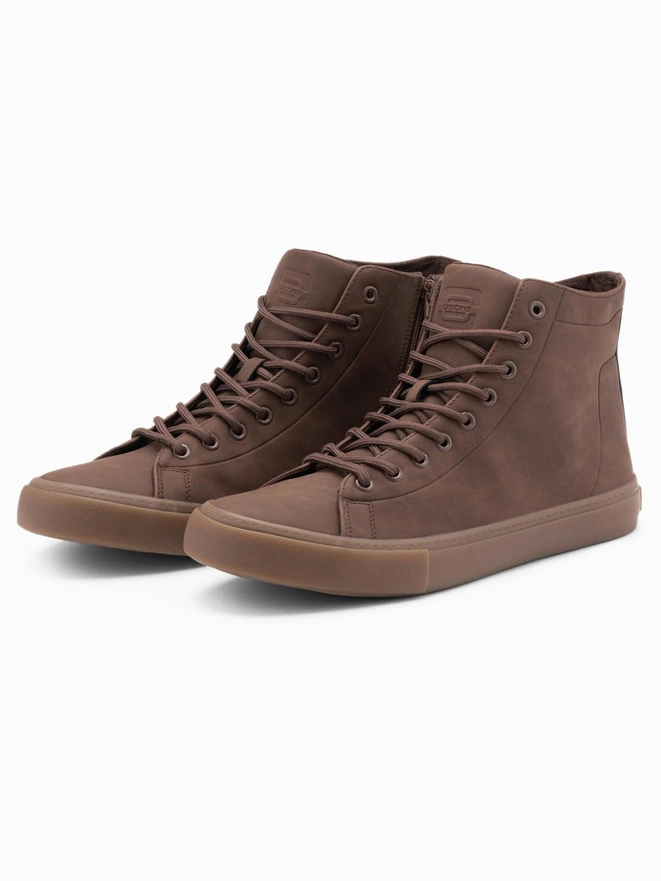 Men's ankle sneakers with rubber sole - brown V4 OM-FOTH-0187