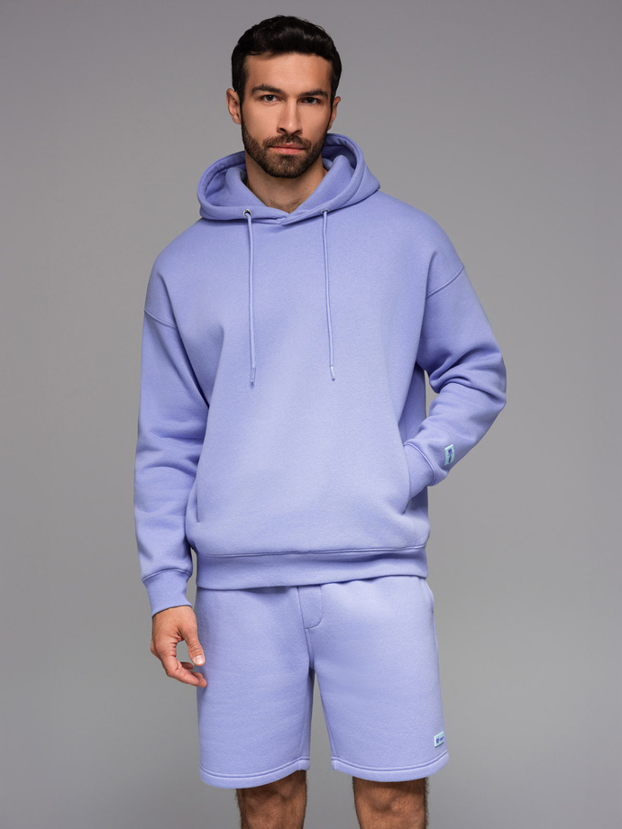 UNISEX sweatshirt set hoodie + athleisure shorts - lavender V9 Z110