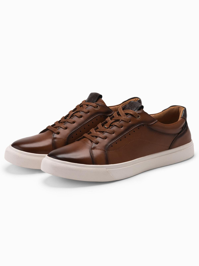 Men's eco leather sneaker shoes - brown V1 OM-FOCS-0179
