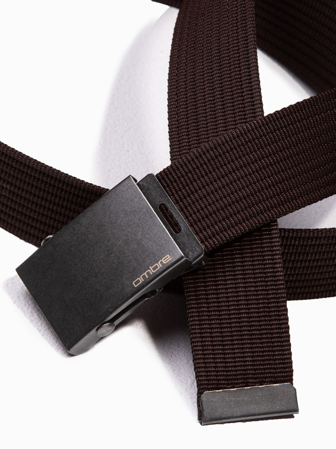 Men's belt with metal buckle - brown A376