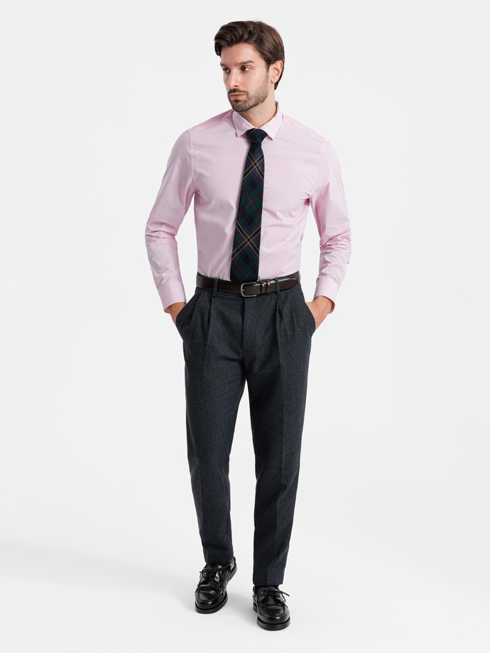 REGULAR cotton classic shirt - light pink V2 OM-SHOS-0154