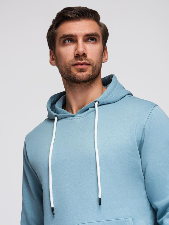Men's kangaroo sweatshirt with hood - blue V7 OM-SSBN-0177