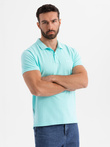 Cotton pique knit polo shirt - blue V2 OM-POSS-0103