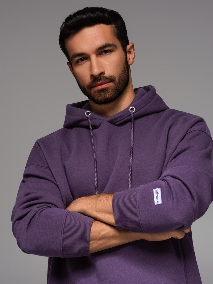 UNISEX sweatshirt set hoodie + athleisure shorts - purple V13 Z110