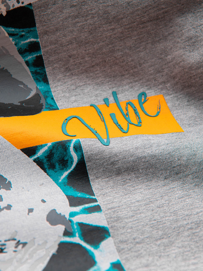 Summer Vibe printed men's cotton tank top - grey melange V3 OM-TSTT-0191