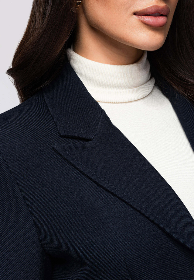 Płaszcz damski taliowany ze złotymi guzikami LARICA OW-COLC-0103 v3 - granatowy