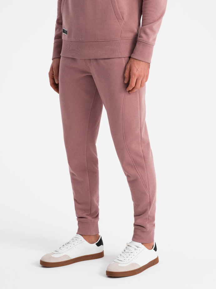 Komplet męski dresowy BASIC bluza kangurka + joggery – ciemnoróżowy V4