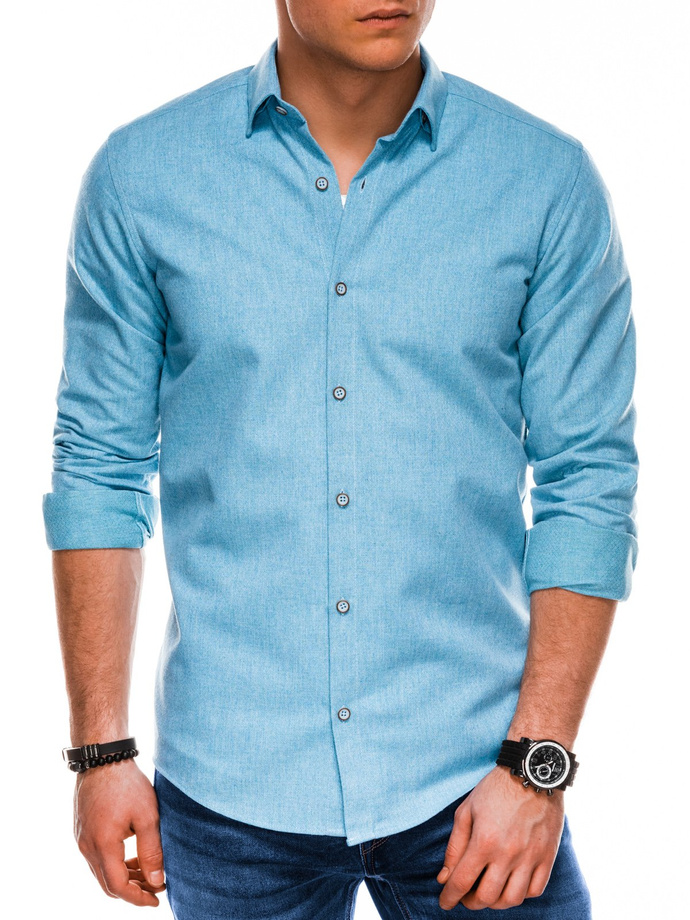 Men's shirt with long sleeves - light blue K512