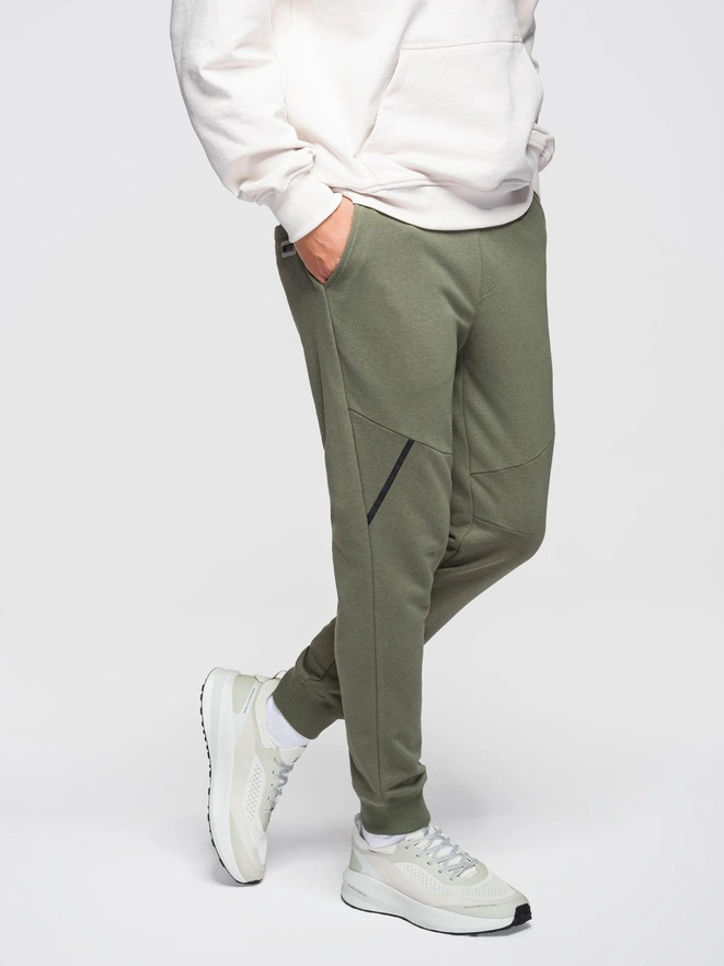 Men's sweatpants joggers - olive V4 OM-PASK-0280