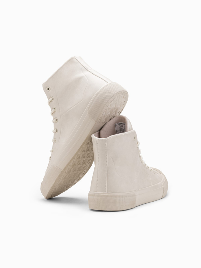 Men's high-top sneakers shoes with rubber toe - cream V1 OM-FOSH-0138
