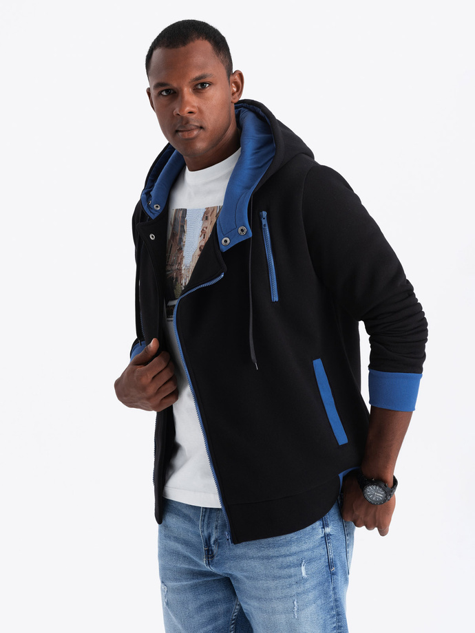 Bluza męska rozpinana z kapturem - czarna B297