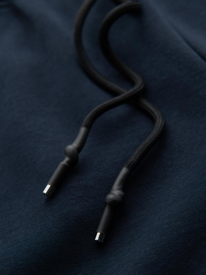 Spodnie męskie dresowe z prostą nogawką i gumowymi detalami – ciemnoniebieskie V2 OM-PASK-0281