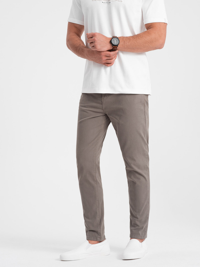 Men's tailored chino pants - dark beige V5 OM-PACP-0151