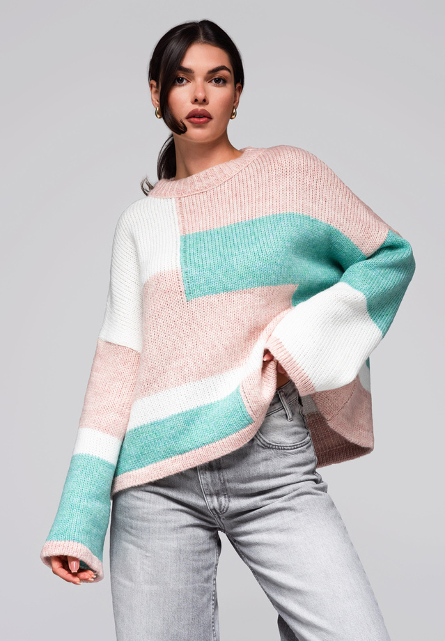 Sweter damski LW-SWSW-0108 - pink/cream