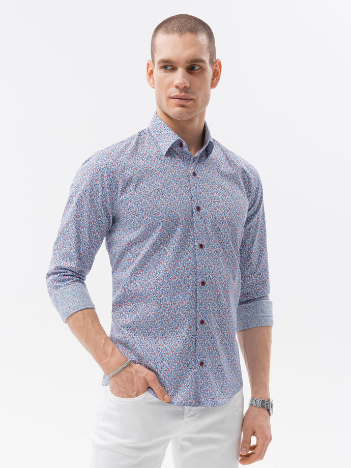 Men's shirt with long sleeves - light blue K605