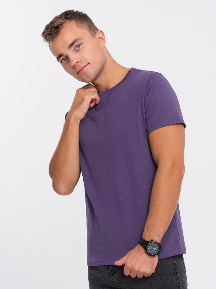 Men's classic cotton BASIC T-shirt - purple V9 OM-TSBS-0146