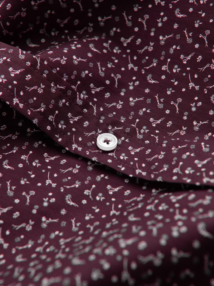 Men's cotton patterned SLIM FIT shirt - maroon V5 OM-SHCS-0151