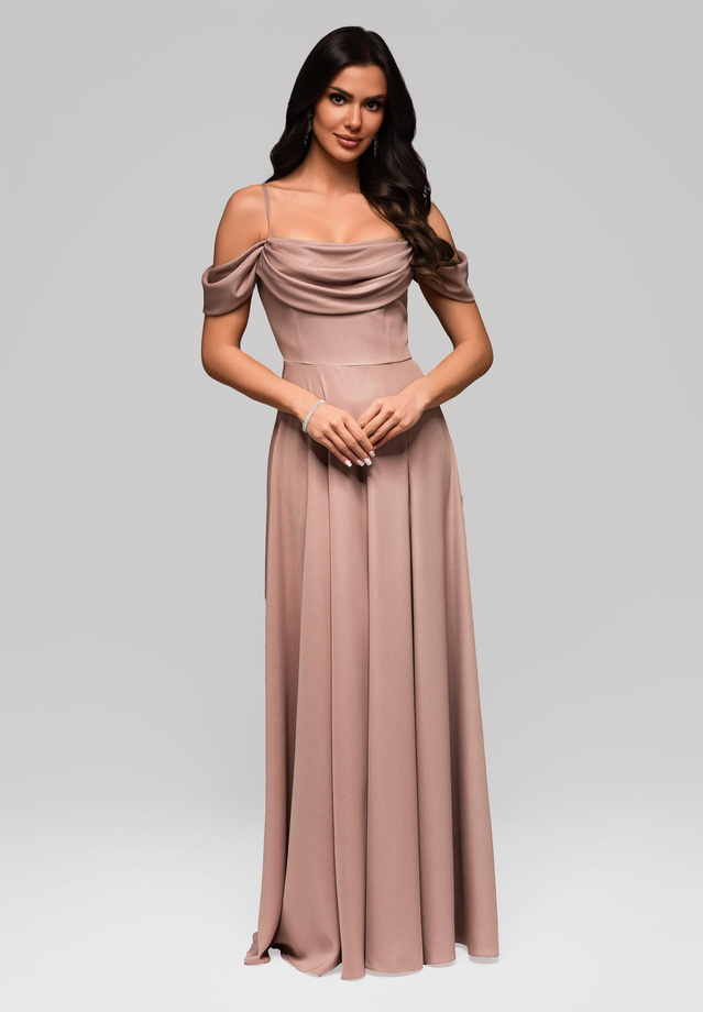 Sukienka wieczorowa LA-OM-DLR038 - beige