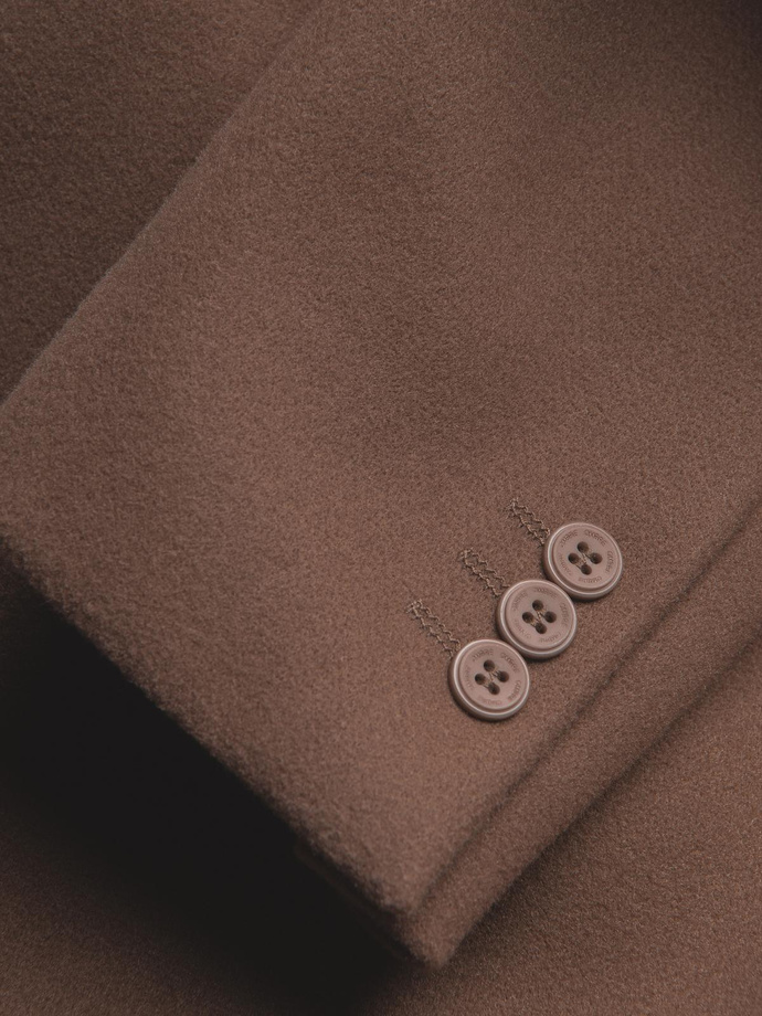 Marynarka męska casual z ozdobnymi guzikami na mankietach - jasnybrąz V2 OM-BLZB-0118