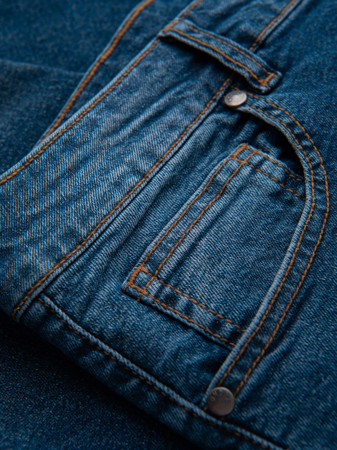 Men's CARROT denim pants with rubbing - blue V2 OM-PADP-0253