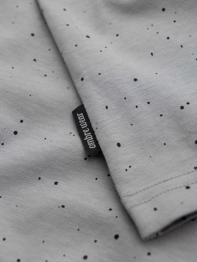 Men's printed cotton T-shirt with round neckline - light grey V8 OM-TSFP-0186